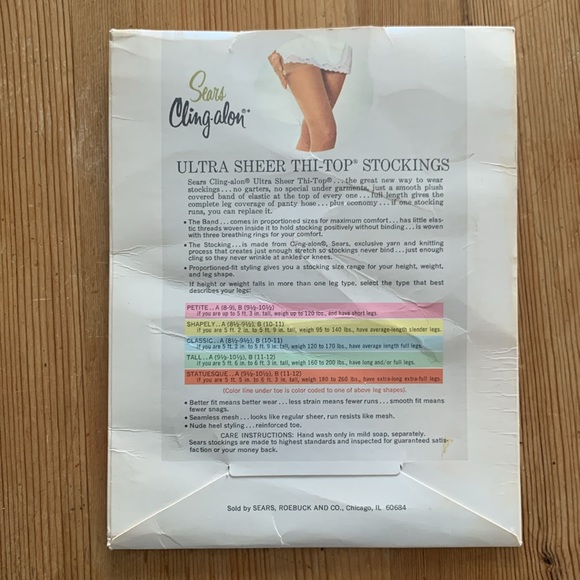 VTG Sears cling-alon sheer thi-top stockings - Picture 2 of 7